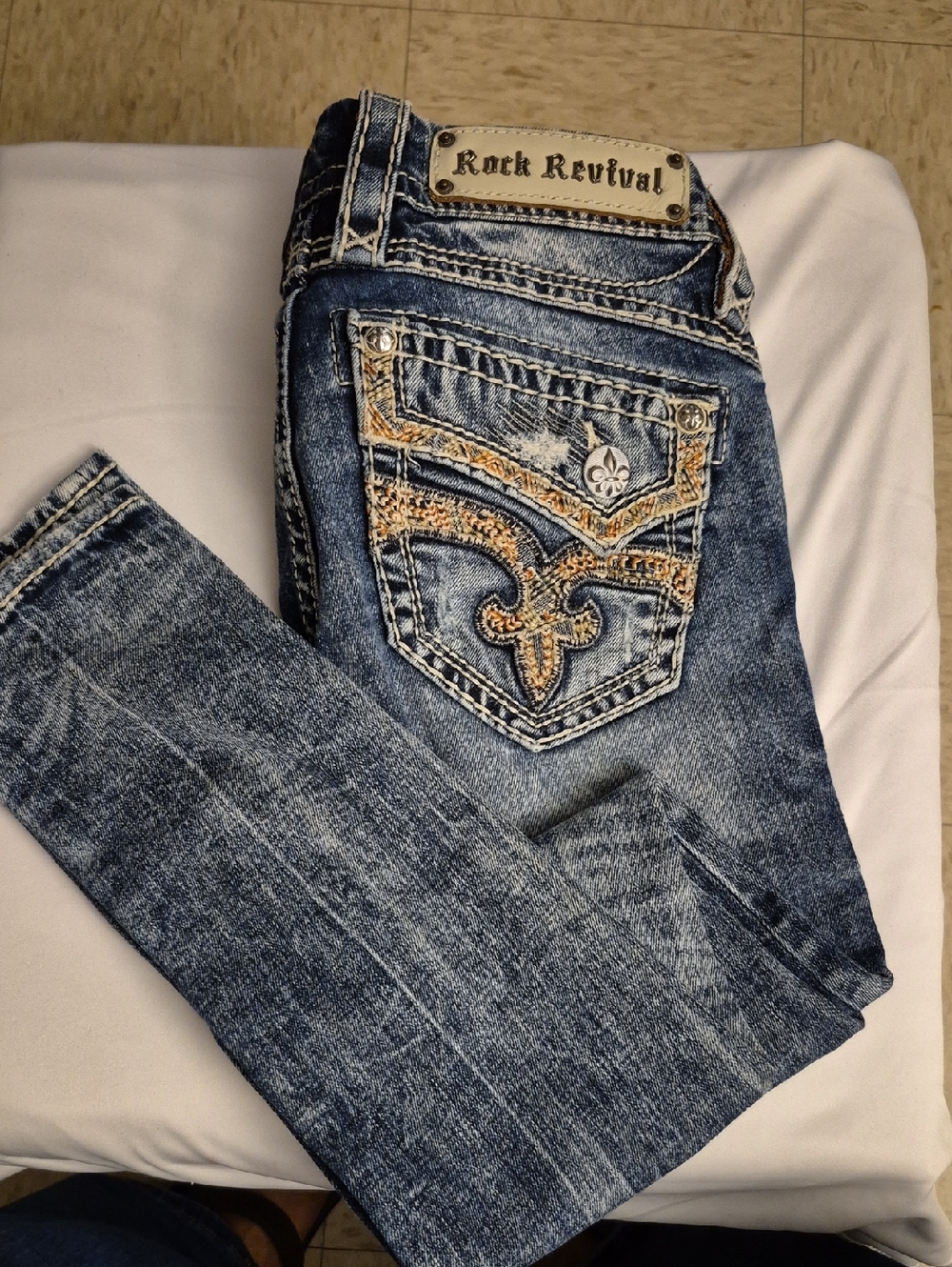 Rock Revival Women's Blue Embroidered Pocket Jeans